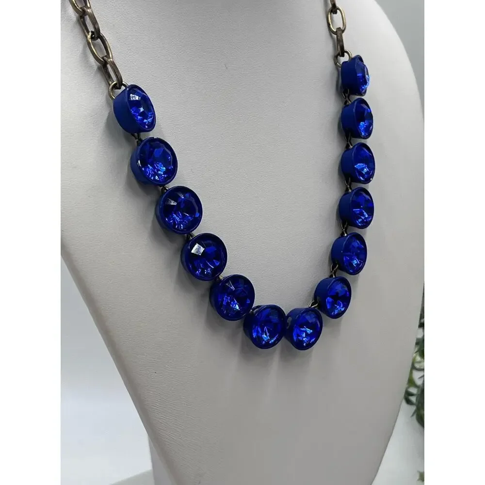 J. Crew Bright‎ Blue Brûlée Faceted Bezel Set Collar Rhinestone Necklace